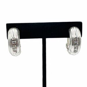 Vintage VENDOME Silver Tone Rhinestone Clip-On Earrings Collectible Designer